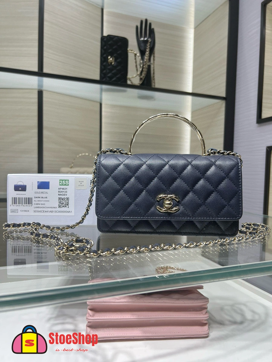 高仿香奈兒/Chanel WOC 帶手柄藏青色鏈條包 3 高仿香奈兒/Chanel WOC 帶手柄藏青色鏈條包