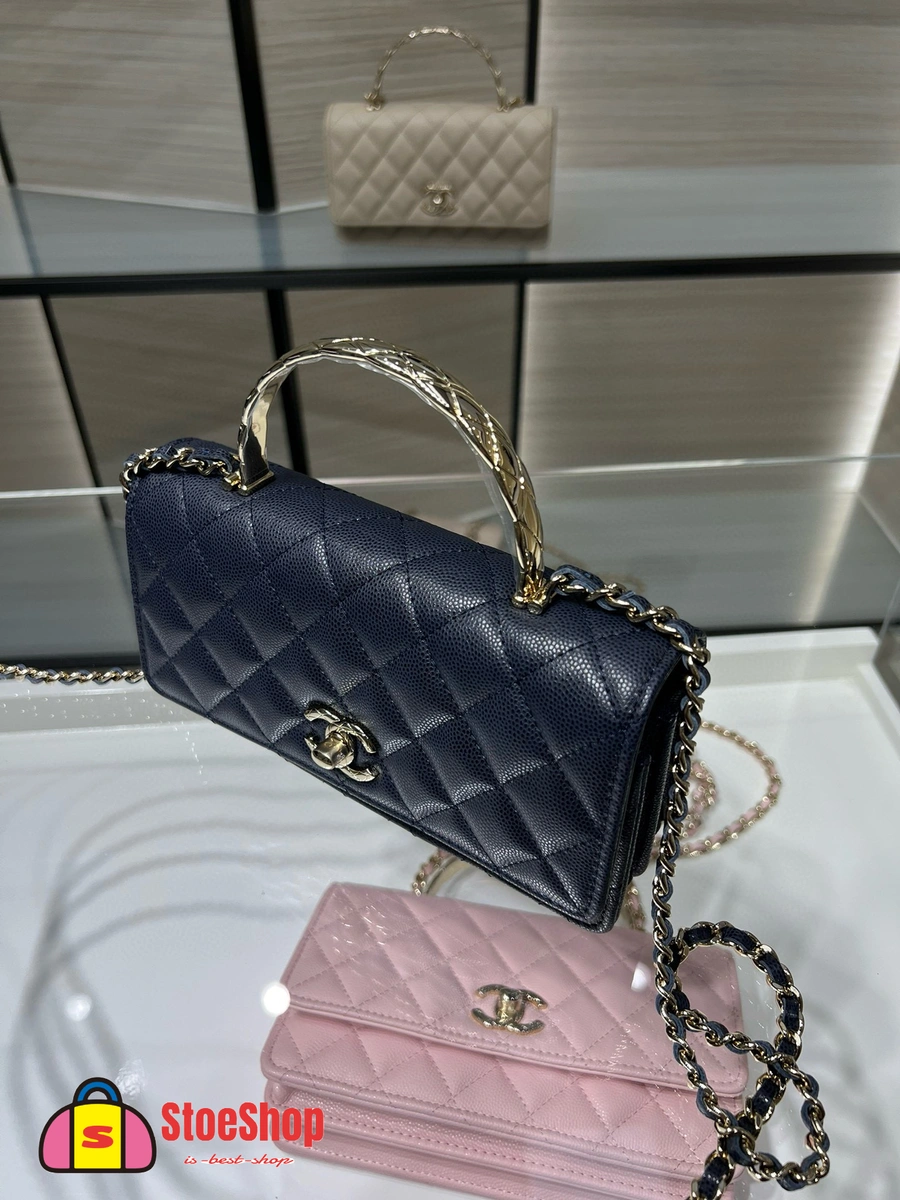 高仿香奈兒/Chanel WOC 帶手柄藏青色鏈條包 5 高仿香奈兒/Chanel WOC 帶手柄藏青色鏈條包