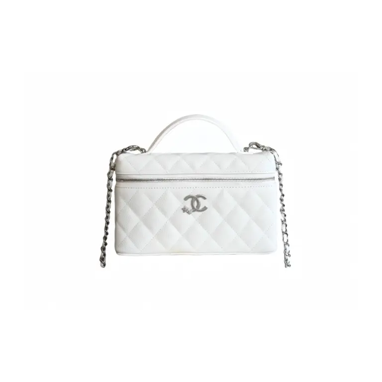 高仿香奈兒/Chanel Vanity Case 手提斜挎兩用盒子包 白色