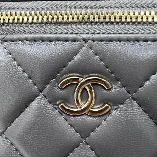 高仿香奈兒/Chanel 24P 方盒形菱格紋灰色化妝包