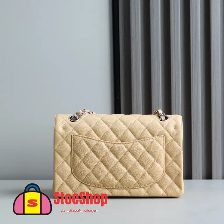 高仿香奈兒/Chanel 1113 CF Classic Flap 魚子醬小牛皮 杏色小號肩背包