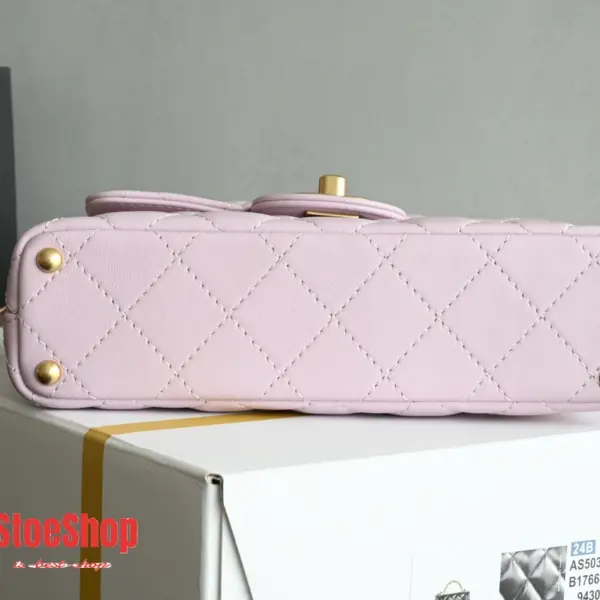高仿香奈兒/Chanel Classic Flap系列迷你菱形格紋單肩手提包淡粉色