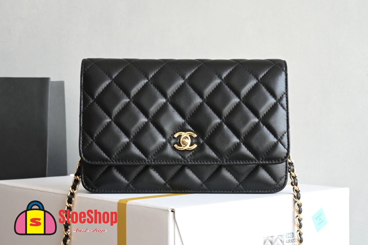 高仿香奈兒/Chanel Classic Flap Wallet on Chain 鏈條錢包 / 單肩包 黑色