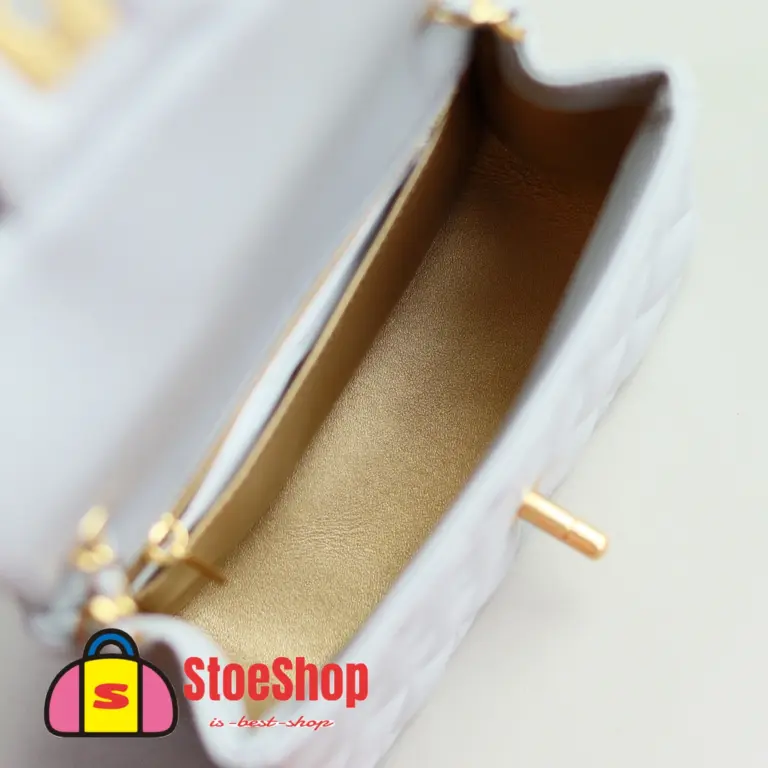 高仿香奈兒/Chanel Classic Flap 淺灰色金球迷你Flap Bag