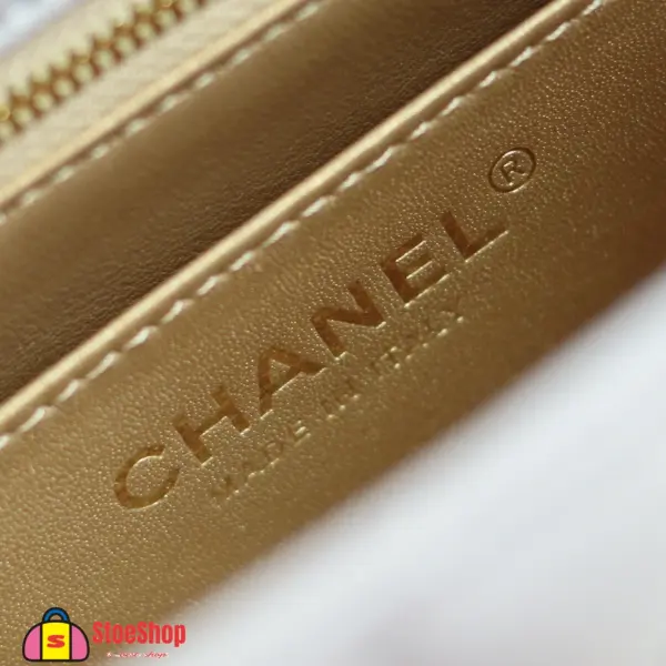 高仿香奈兒/Chanel Classic Flap 淺灰色金球迷你Flap Bag