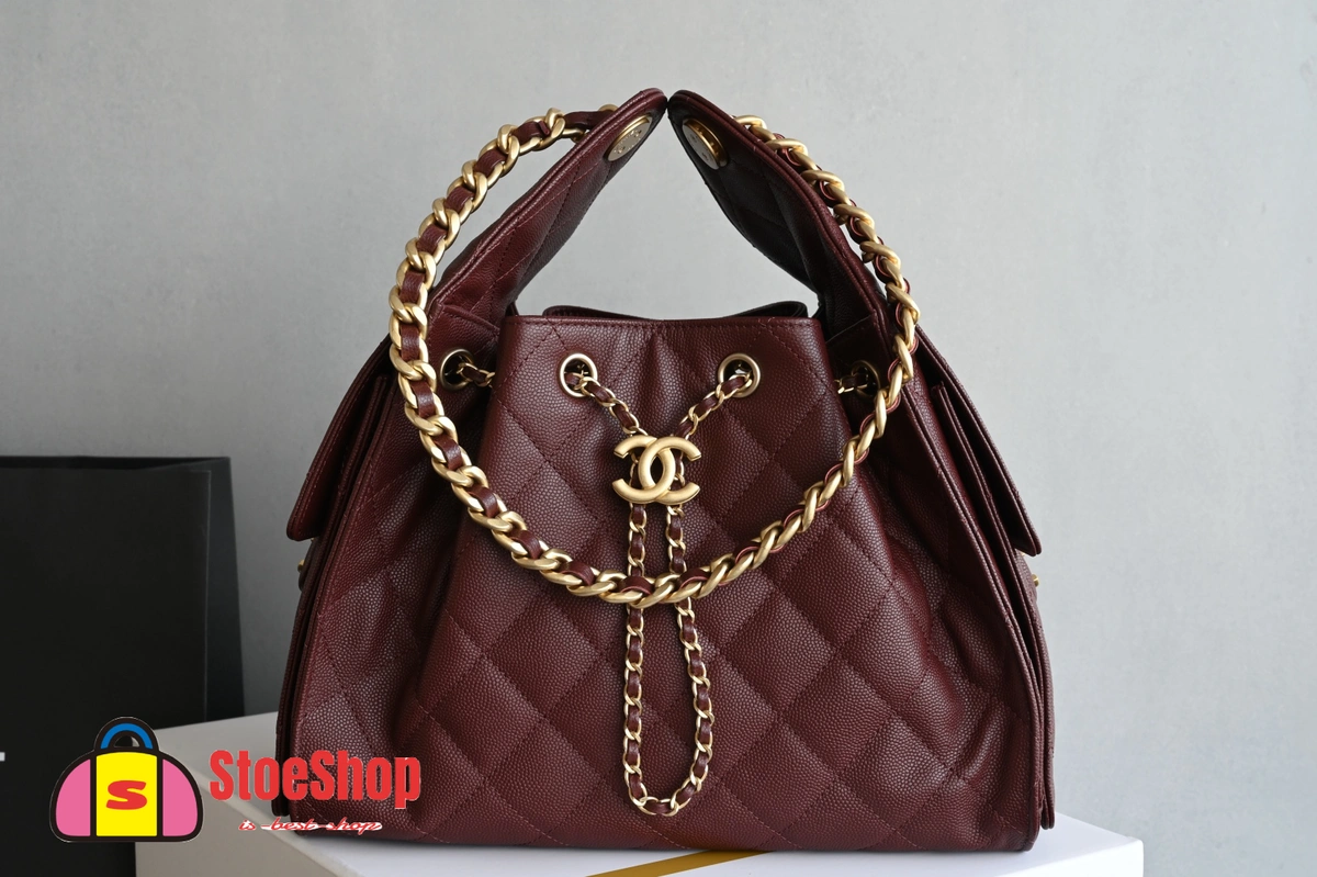 高仿香奈兒/Chanel GST系列 Grand Shopping Tote 酒紅色