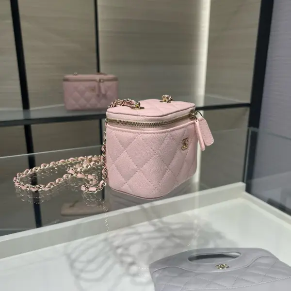 高仿香奈兒/Chanel Vanity Case粉色迷你箱型手袋