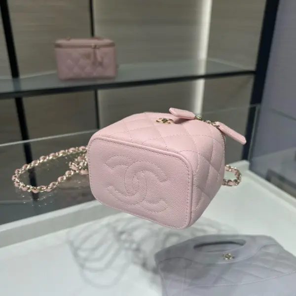 高仿香奈兒/Chanel Vanity Case粉色迷你箱型手袋