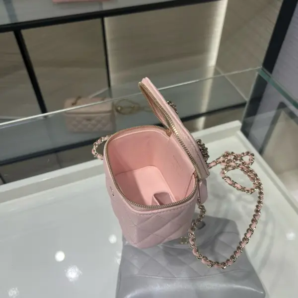 高仿香奈兒/Chanel Vanity Case粉色迷你箱型手袋