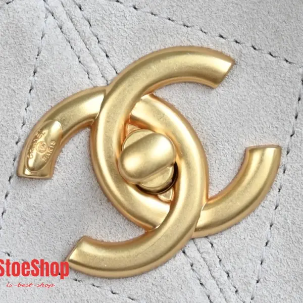 高仿香奈兒/Chanel Deauville Bucket Bag 米白色與黑色拼接