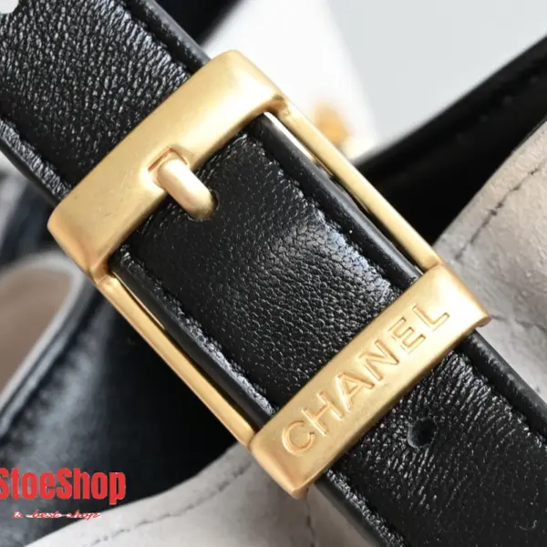 高仿香奈兒/Chanel Deauville Bucket Bag 米白色與黑色拼接