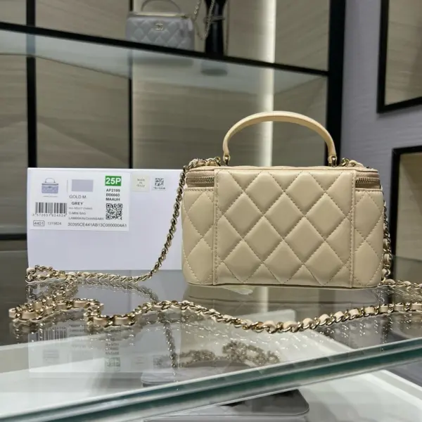 高仿香奈兒/Chanel Vanity Case 米白色 化妝包/首飾盒包
