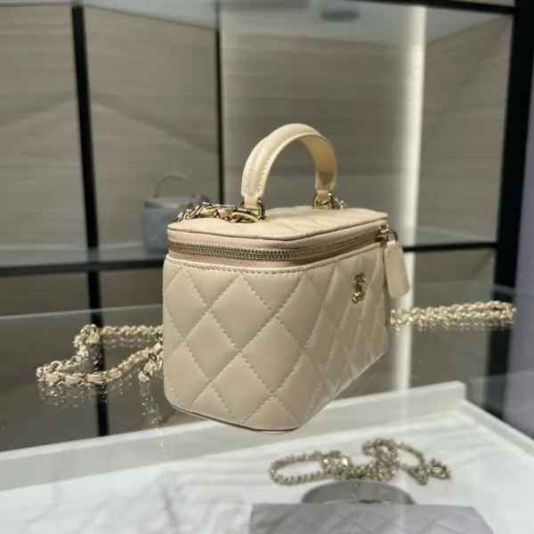 高仿香奈兒/Chanel Vanity Case 米白色 化妝包/首飾盒包