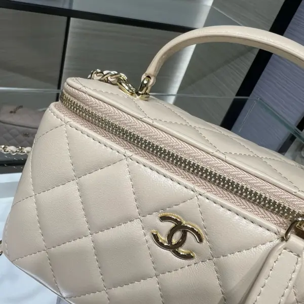 高仿香奈兒/Chanel Vanity Case 米白色 化妝包/首飾盒包