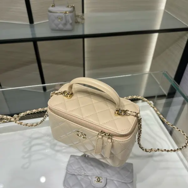 高仿香奈兒/Chanel Vanity Case 米白色 化妝包/首飾盒包