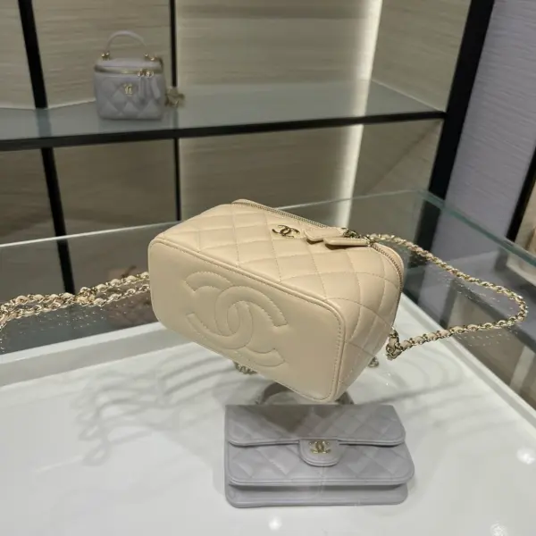 高仿香奈兒/Chanel Vanity Case 米白色 化妝包/首飾盒包