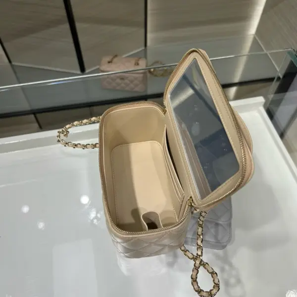 高仿香奈兒/Chanel Vanity Case 米白色 化妝包/首飾盒包