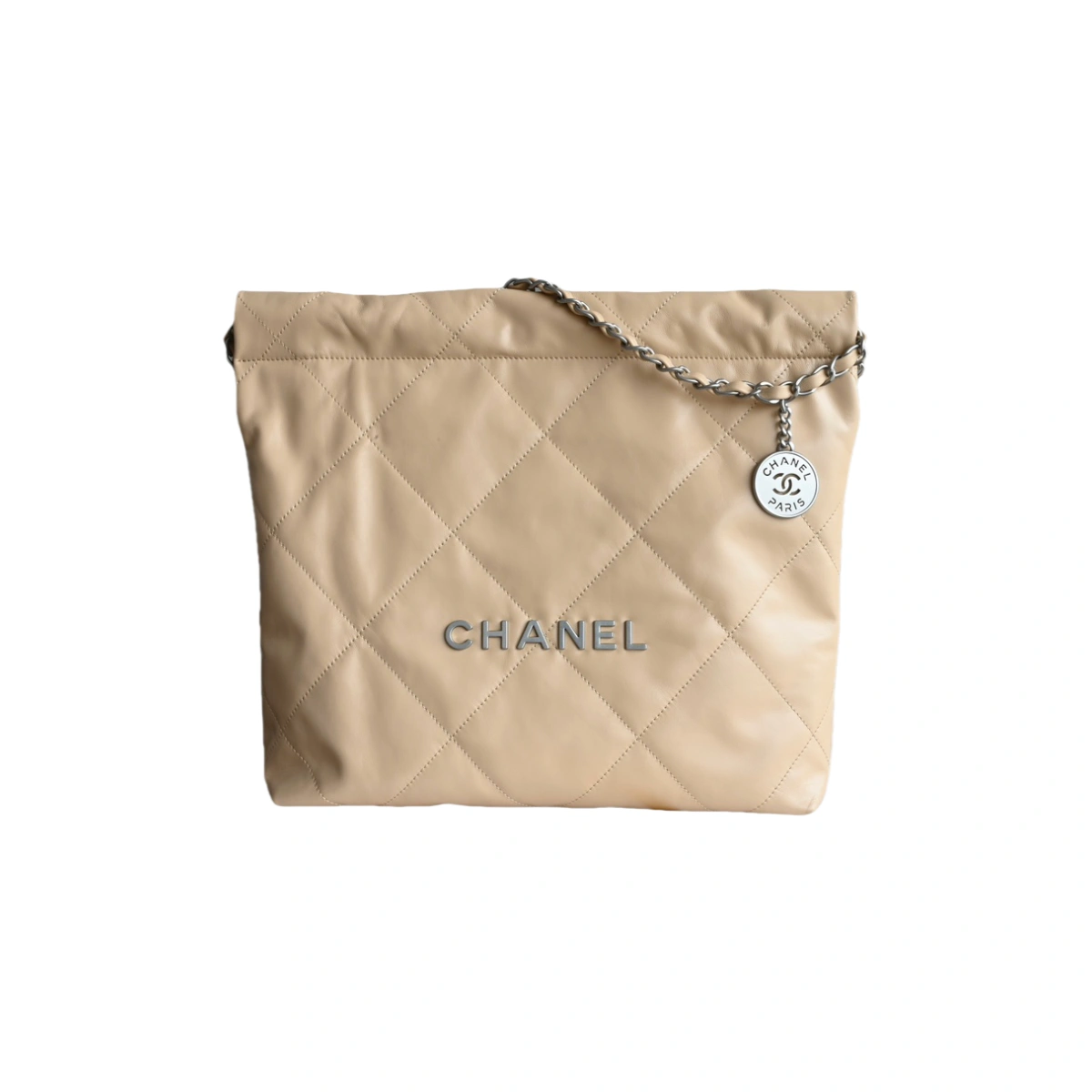高仿香奈兒/Chanel Deauville 菱格紋鏈條肩背包 米色