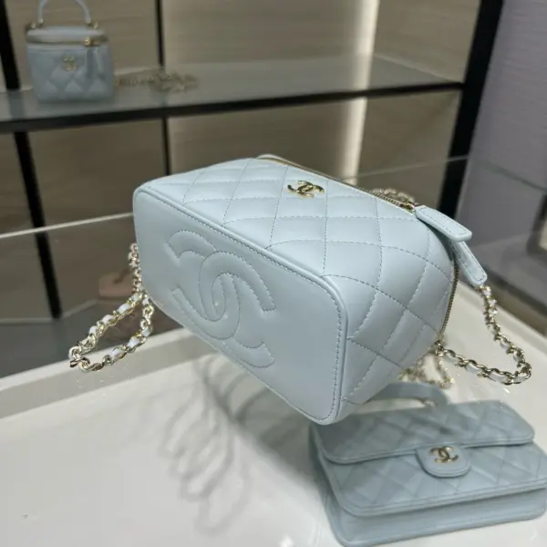 高仿香奈兒/Chanel Classic Flap迷你菱格紋化妝包淺藍色