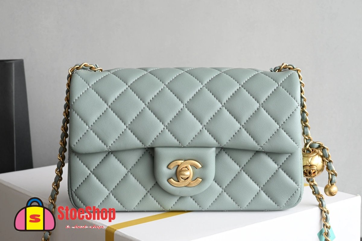 高仿香奈兒/Chanel Classic Flap Mini Wallet on Chain 方胖子 淺藍色