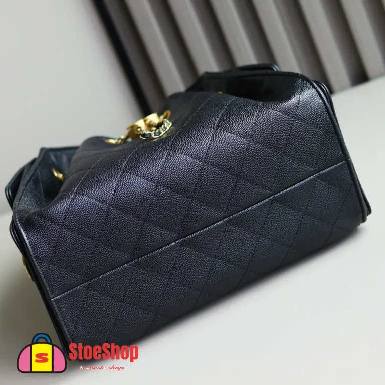 高仿香奈兒/CHANEL 25C Hobo 肩背包｜黑金魚子醬小牛皮