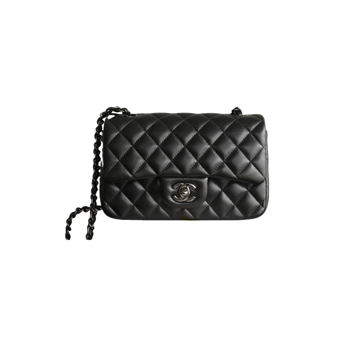 高仿香奈兒/Chanel Classic 經典Flap菱格紋鏈條翻蓋包 黑色