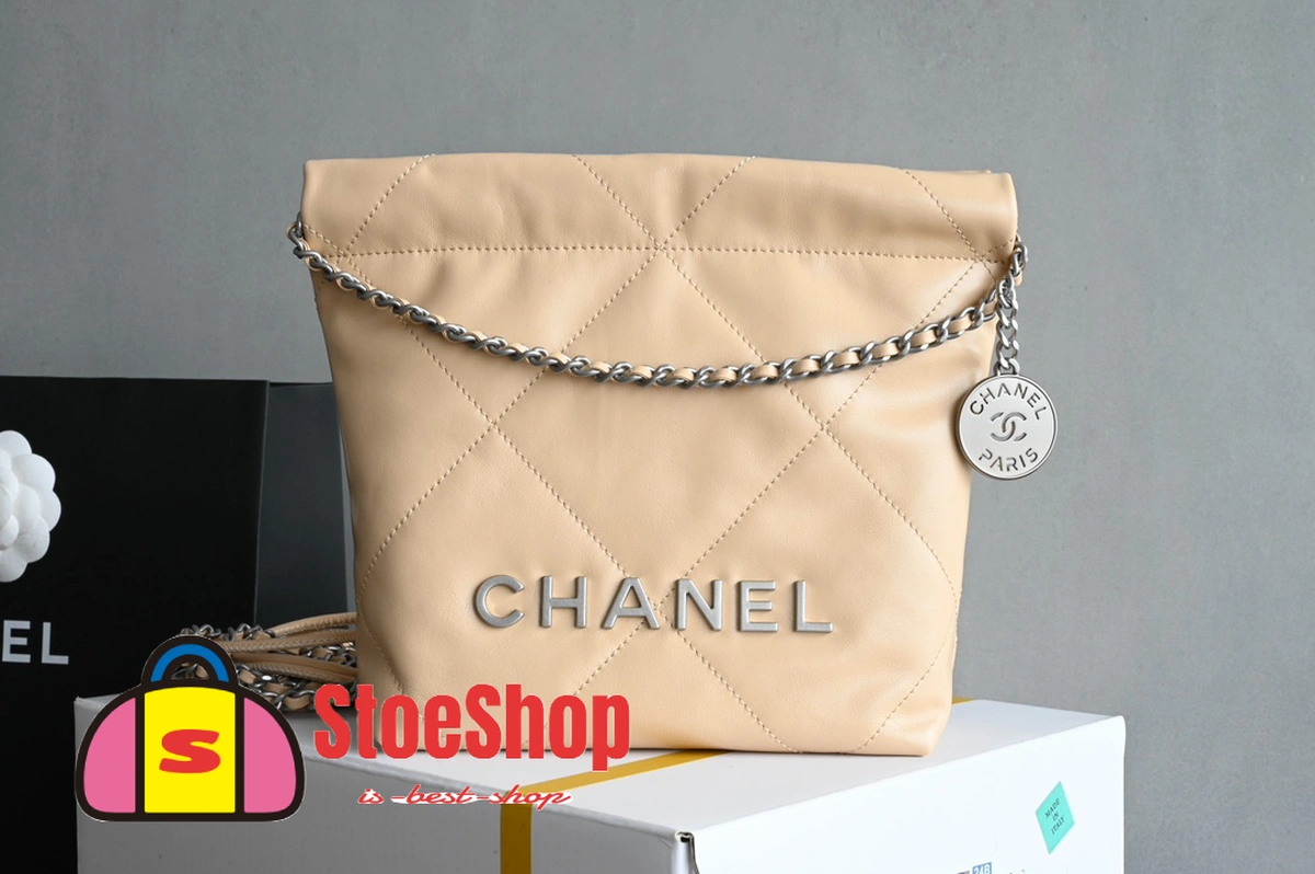 高仿香奈兒/Chanel 經典系列菱格紋鏈條斜挎包米色