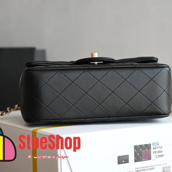 高仿香奈兒/Chanel Classic Flap Mini 黑色帶手柄菱形格紋翻蓋包