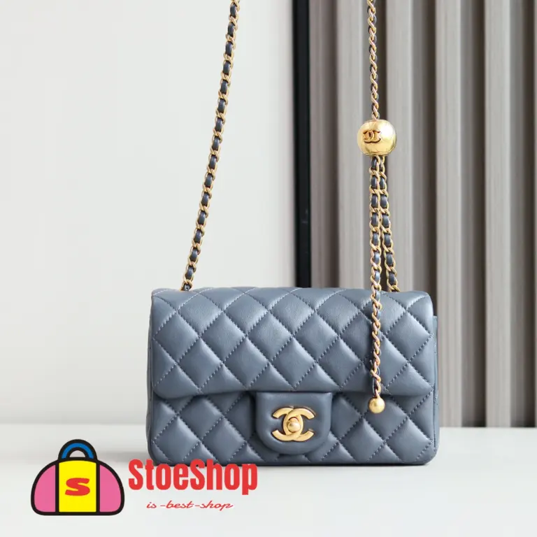 高仿香奈兒/Chanel CF金球 藍色鏈條包 大Mini號 11 高仿香奈兒/Chanel CF金球 藍色鏈條包 大Mini號