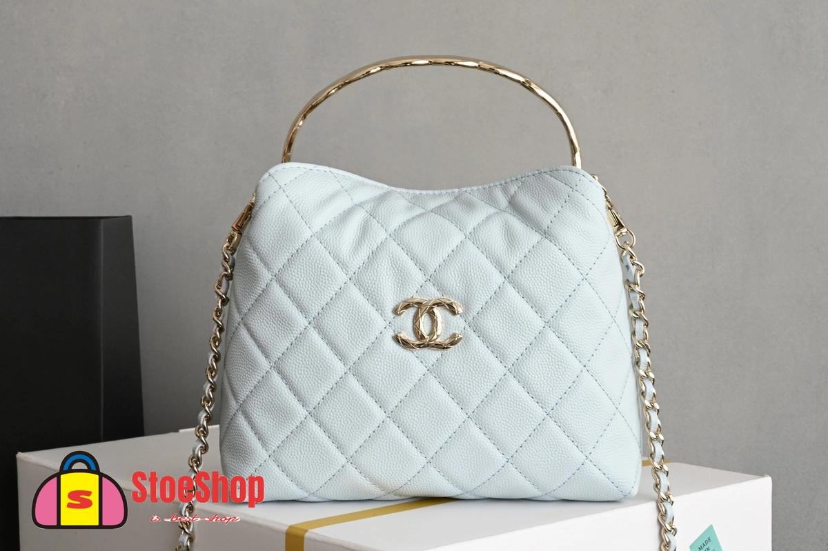 高仿香奈兒/Chanel Classic Collection 經典系列 菱格紋手提肩背包 米白色