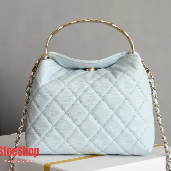 高仿香奈兒/Chanel Classic Collection 經典系列 菱格紋手提肩背包 米白色