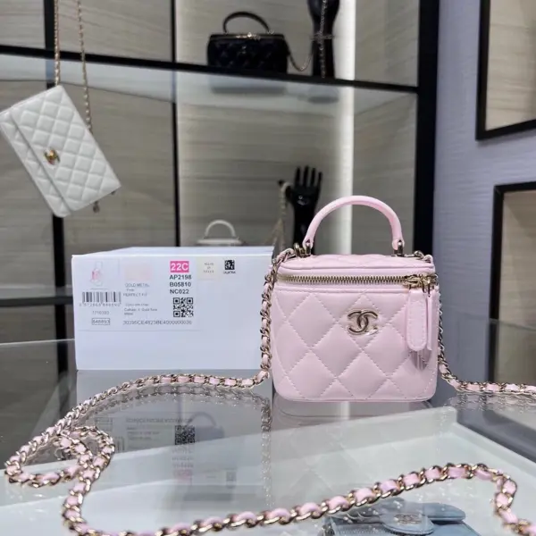 高仿香奈兒/Chanel Vanity系列Mini Vanity Case粉色小包