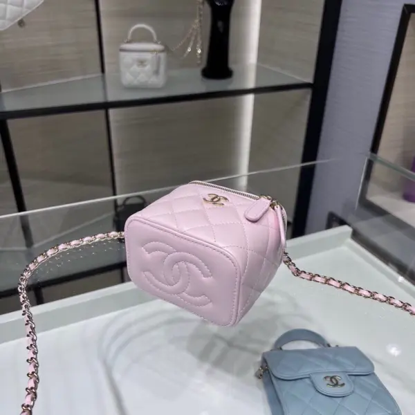 高仿香奈兒/Chanel Vanity系列Mini Vanity Case粉色小包