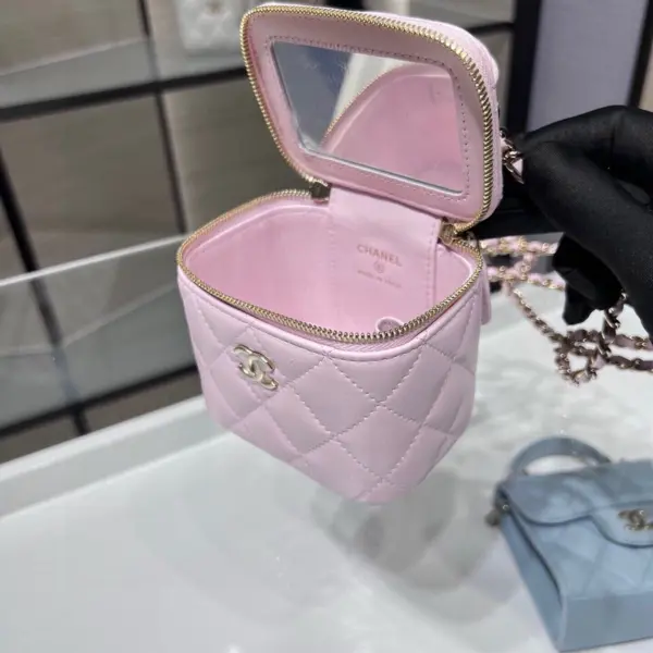 高仿香奈兒/Chanel Vanity系列Mini Vanity Case粉色小包