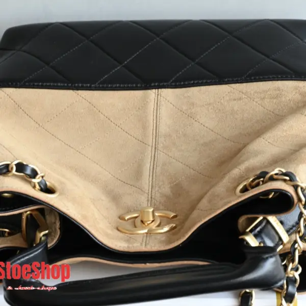 高仿香奈兒/Chanel Drawstring Bucket Bag 黑棕拼接水桶包