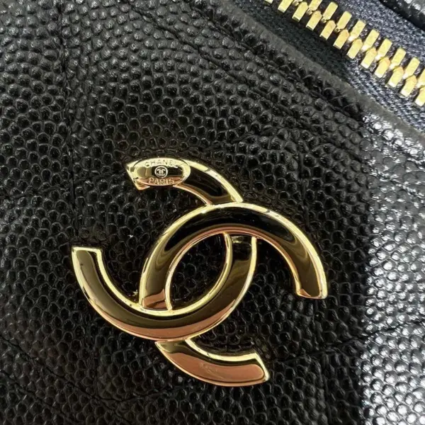 高仿香奈兒/Chanel Vanity Case系列 菱格紋雙拉鏈手柄包 黑色