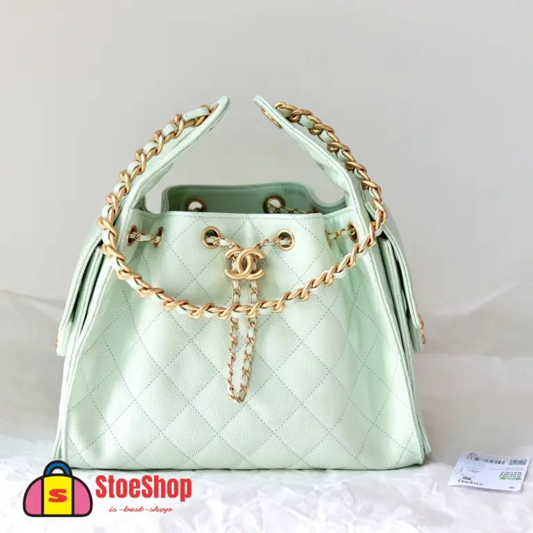 高仿香奈兒/CHANEL 25C Hobo 肩背包｜魚子醬小牛皮淺綠