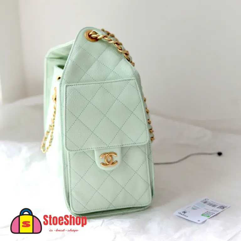 高仿香奈兒/CHANEL 25C Hobo 肩背包｜魚子醬小牛皮淺綠
