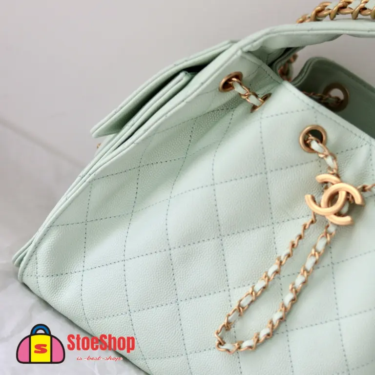 高仿香奈兒/CHANEL 25C Hobo 肩背包｜魚子醬小牛皮淺綠