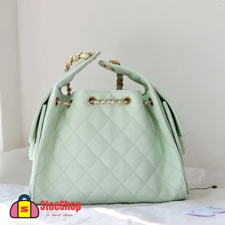 高仿香奈兒/CHANEL 25C Hobo 肩背包｜魚子醬小牛皮淺綠