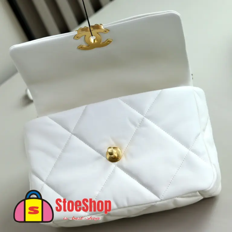 高仿香奈兒/Chanel 19 小號肩背包｜白色山羊皮×混搭金鈀金五金