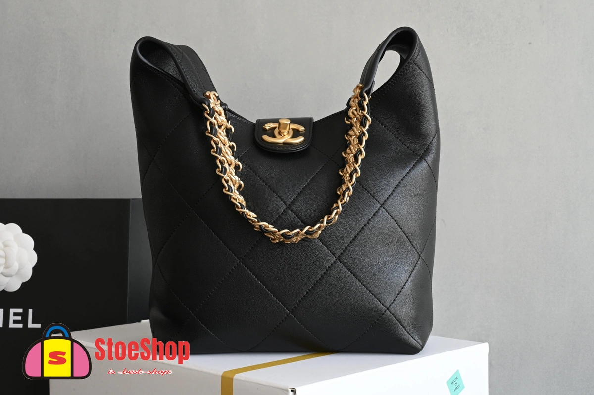 高仿香奈兒/Chanel 25P嬉皮系列Hobo包 黑色小號