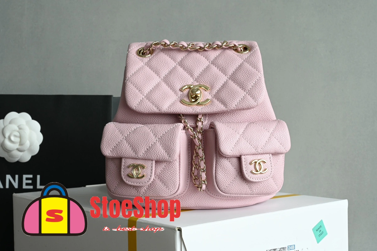 高仿香奈兒/Chanel Classic Backpack 菱格紋雙肩包 粉色