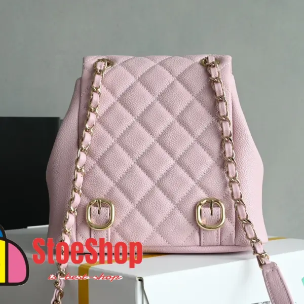 高仿香奈兒/Chanel Classic Backpack 菱格紋雙肩包 粉色