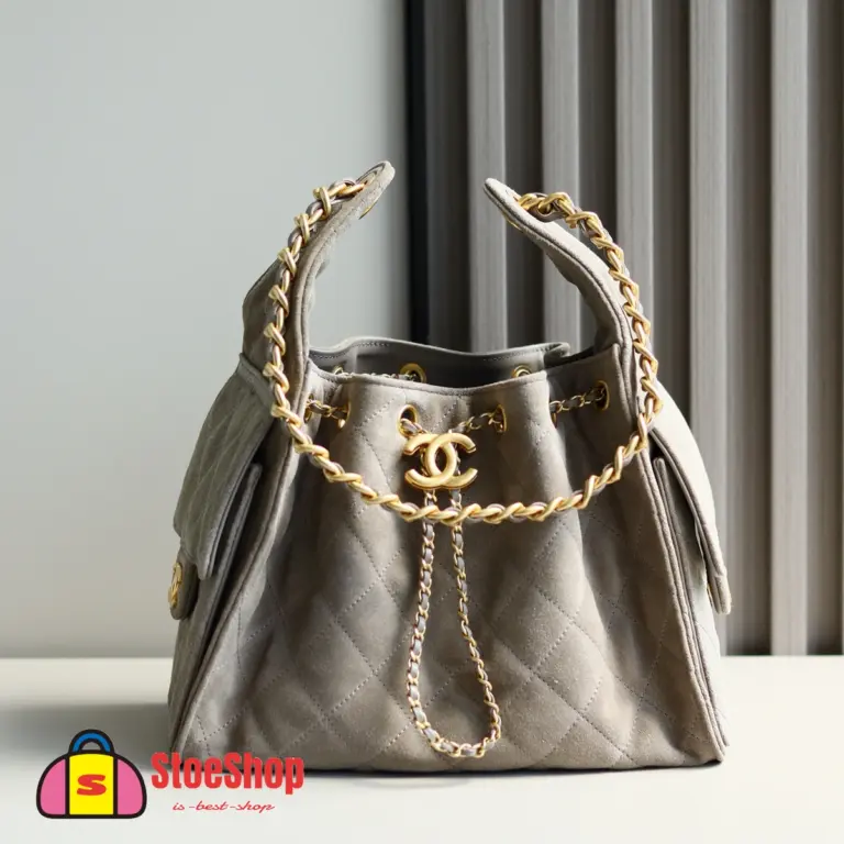 高仿香奈兒/Chanel 25C Hobo 肩背包｜限量反絨小牛皮霧灰