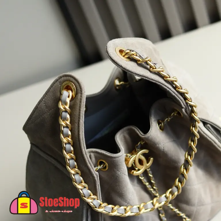 高仿香奈兒/Chanel 25C Hobo 肩背包｜限量反絨小牛皮霧灰