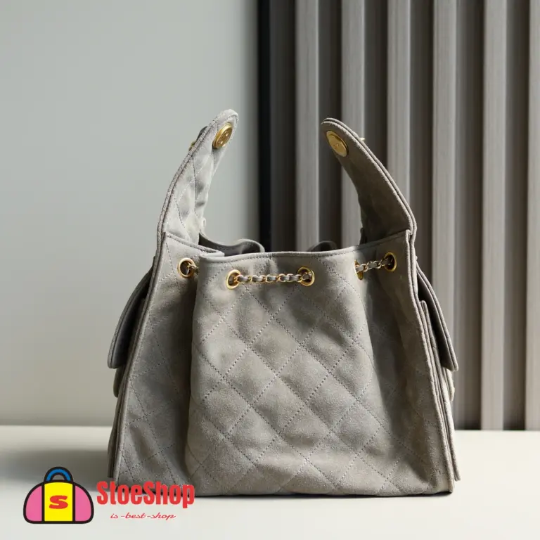 高仿香奈兒/Chanel 25C Hobo 肩背包｜限量反絨小牛皮霧灰