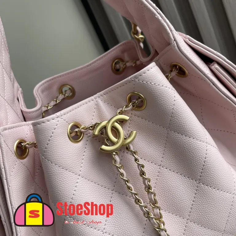 高仿香奈兒/CHANEL 25C Hobo 肩背包｜魚子醬小牛皮粉紅色