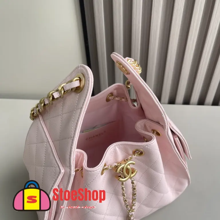 高仿香奈兒/CHANEL 25C Hobo 肩背包｜魚子醬小牛皮粉紅色