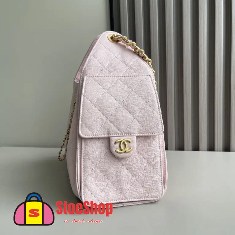 高仿香奈兒/CHANEL 25C Hobo 肩背包｜魚子醬小牛皮粉紅色